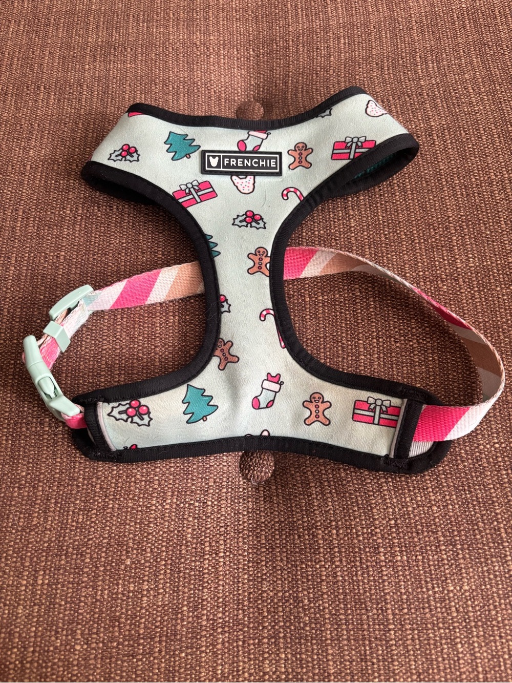 Frenchie Bulldog Reversible Dog Harness Winter/Christmas print Medium